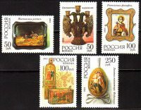 Почтовая марка № 109-113. Декоративно-прикладное искусство России