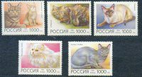Почтовая марка № 266-270. Домашние кошки
